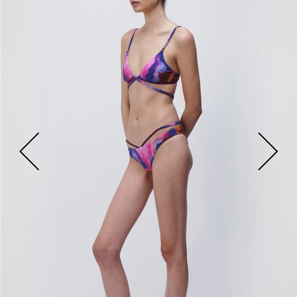 NWT Medium Set Jonathan Simkhai Emmalynn Bikini Cobalt Watercolor $230 - Picture 6 of 11